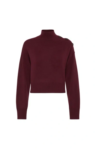 Brunello Cucinelli Cropped Turtleneck Sweater In Burgundy