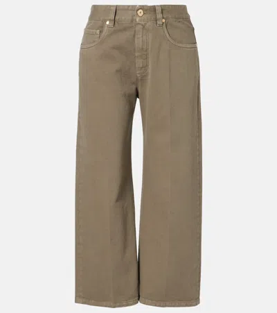 Brunello Cucinelli Cropped Wide-leg Jeans In Green