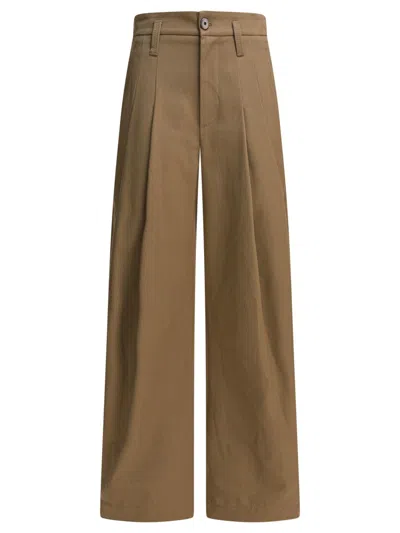 Brunello Cucinelli Cropped Wide-leg Trousers With High Waist In Brown