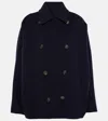 Brunello Cucinelli Virgin Wool-cashmere Double-breasted Jacket In Blue