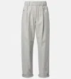 Brunello Cucinelli High-waisted Tailored Trousers With Pleated Front In Gray