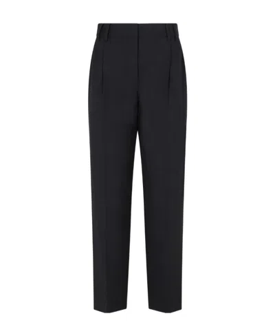 Brunello Cucinelli Cropped Wool-blend Trousers In Black