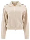 Brunello Cucinelli Cropped Zip-up Sweatshirt With Ribbed Detailing In Neutral
