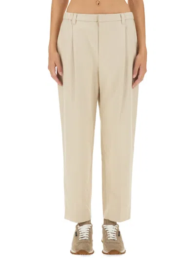 Brunello Cucinelli Cropped Fit Pants In Neutral