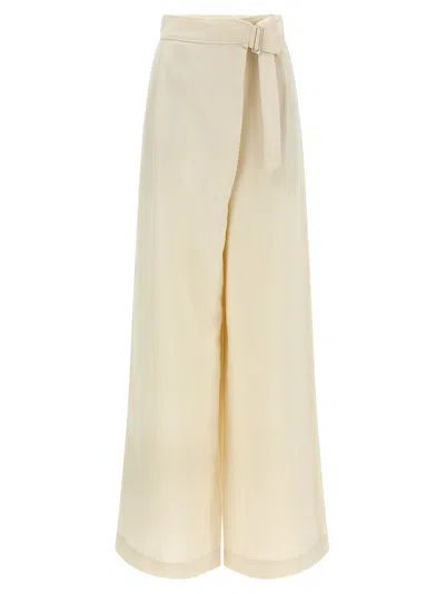 BRUNELLO CUCINELLI CROSSED PANTS WHITE