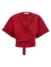 Brunello Cucinelli Red Shirt With V-neck And Monili Detail In Red