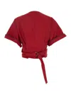 Brunello Cucinelli Red Shirt With V-neck And Monili Detail In Red
