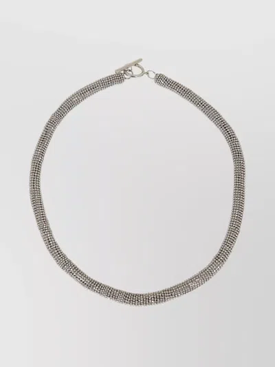 Brunello Cucinelli Crystal Chain Link Necklace In Metallic