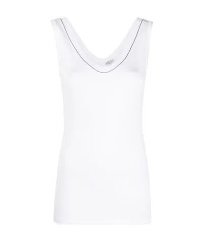 BRUNELLO CUCINELLI BRUNELLO CUCINELLI EMBELLISHED TRIM TANK TOP