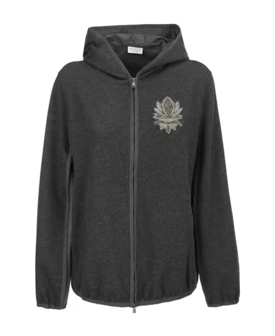 Brunello Cucinelli Crystal-embellished Hoodie In Black