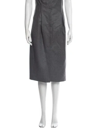 Pre-owned Brunello Cucinelli Crystal Embellishments Midi Length Skirt In Gray