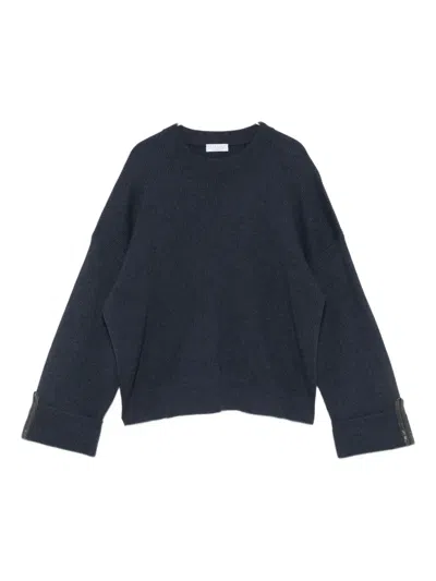 Brunello Cucinelli Cuff-detail Sweater In Blue
