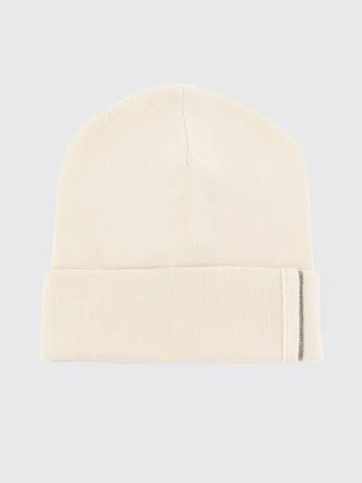 Brunello Cucinelli Cuffed Pure Cashmere Beanie With Monili Embellishment In Neutral