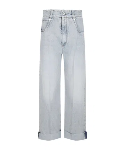 Brunello Cucinelli Cuffed Wide-leg Jeans In Blue