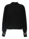 Brunello Cucinelli Ribbed High Neck Sweater With Cuffed Sleeves In Black