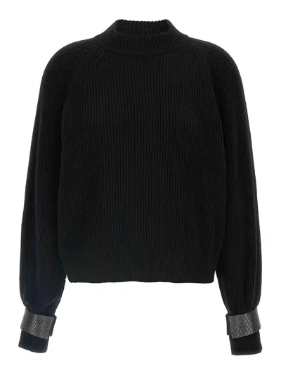 Brunello Cucinelli Cuffs Sweater In Black