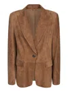 Brunello Cucinelli Suede Blazer In Brown
