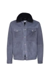 Brunello Cucinelli Shearling-collar Flap-pocket Jacket In Blue