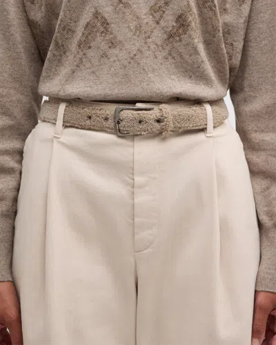 Brunello Cucinelli Curly Sheep Shearling Medium Belt In C7890 Brown