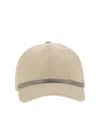 Brunello Cucinelli Beige Linen Shiny Band Baseball Cap In Nude