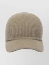 Brunello Cucinelli Curved Brim Knit Hats With Ribbed Texture In Brown