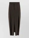 Brunello Cucinelli Curved Design Skirt With Pleats And Pockets In Brown