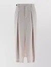 Brunello Cucinelli Curved Pleated Skirt Button Detail In Neutral
