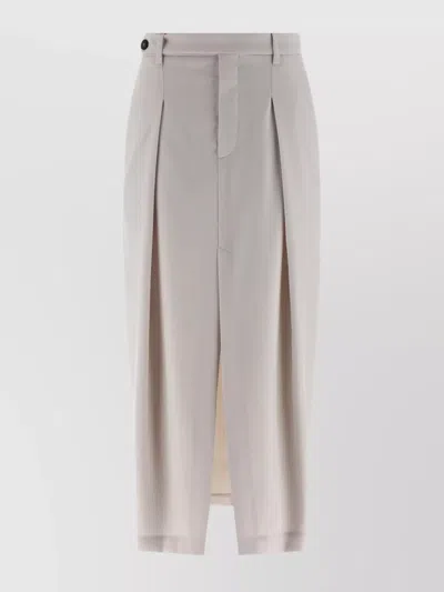 BRUNELLO CUCINELLI CURVED PLEATED SKIRT BUTTON DETAIL