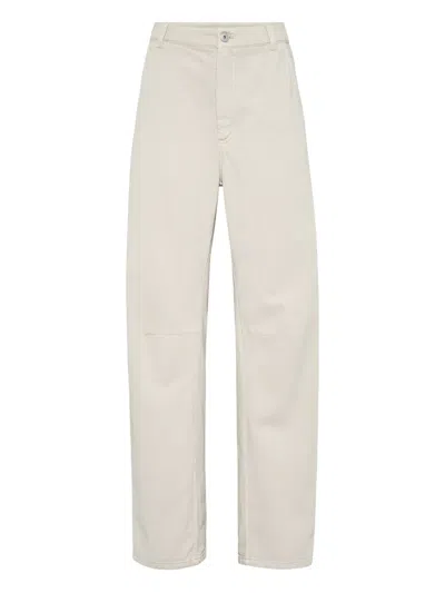 Brunello Cucinelli Curved Trousers In Neutral