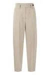 Brunello Cucinelli Women Slouchy Trousers In Sparkling Linen Canvas With Jewellery In Neutral