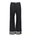 Brunello Cucinelli Women Crop Denim Trousers With Turn-ups In Black