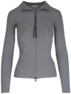 Brunello Cucinelli Cutaway Collar Zipped Cardigan In Grey