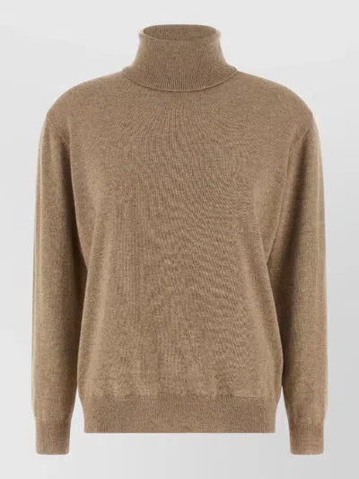 Brunello Cucinelli Cycling Style Cashmere Knit Sweater In Brown