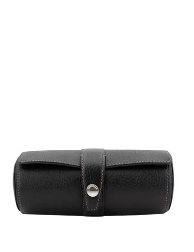 Brunello Cucinelli Cylindrical Leather Watch Case In Black
