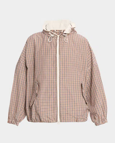 Brunello Cucinelli Daks Check Tafetta Track Jacket With Monili Trim In Multi