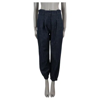 Pre-owned Brunello Cucinelli Dark Blue Cotton Denim Jogger Pants 44 L