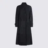 Brunello Cucinelli Leather Belted Waist Double-breasted Jacket In Black