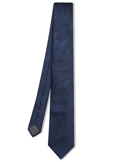 Brunello Cucinelli Dark Blue Paisley Tie