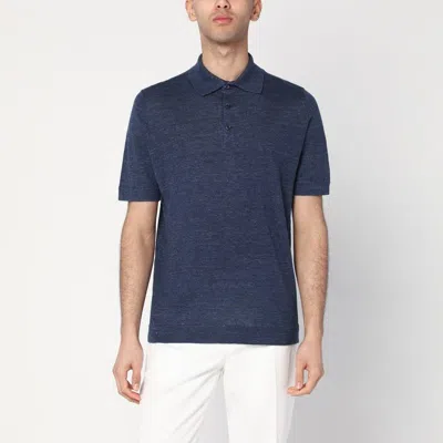 BRUNELLO CUCINELLI BRUNELLO CUCINELLI  DARK BLUE SHORT-SLEEVED POLO SHIRT