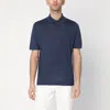 Brunello Cucinelli Men Melange Cotton And Linen Polo Shirt In Blue