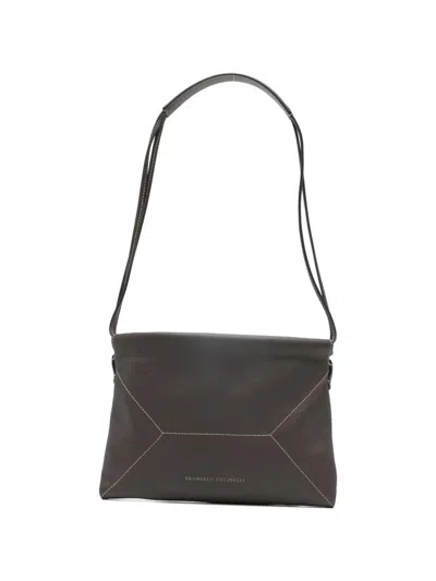 BRUNELLO CUCINELLI BRUNELLO CUCINELLI DARK BROWN CALF LEATHER BAG