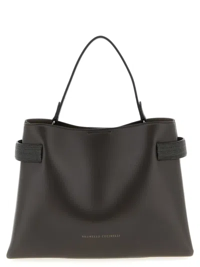 Brunello Cucinelli Dark Brown Essence Large Handbag