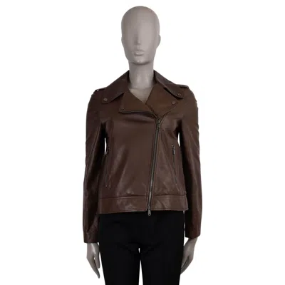 Pre-owned Brunello Cucinelli Dark Brown Leather 2020 Biker Jacket 40 S