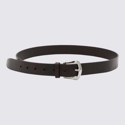 Brunello Cucinelli Dark Brown Leather Belt In Black