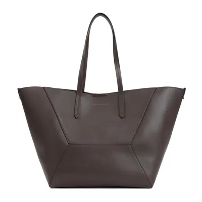 Brunello Cucinelli Leather Tote Bag In Brown