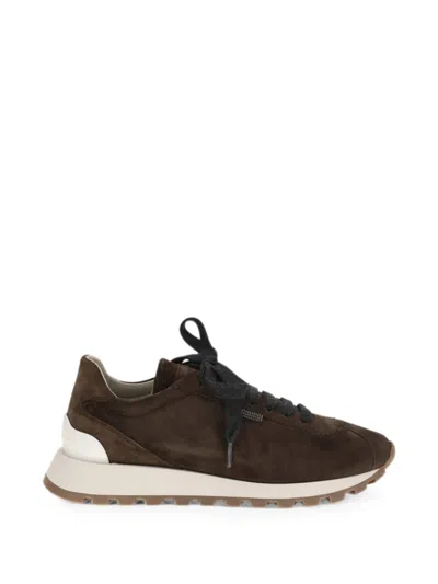 Brunello Cucinelli Women Brown Lace-up Sneakers
