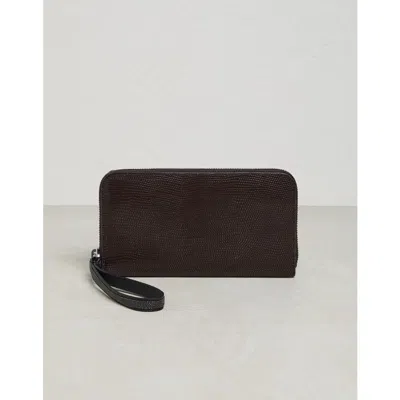Brunello Cucinelli Dark Brown Leather Wallet In ["brown"]