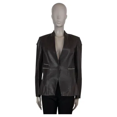 Pre-owned Brunello Cucinelli Dark Brown Monili Trim Leather Jacket 42 M