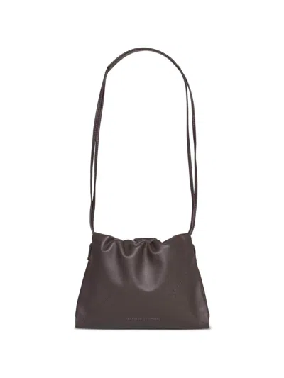 Brunello Cucinelli Dark Brown Ruched Shoulder Bag