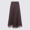 Brunello Cucinelli Dark Brown Silk Ballet Midi Skirt In Brown